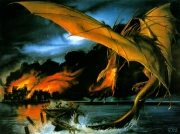 Smaug destroys laketown